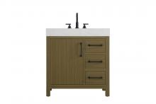 Elegant VF60632MCB - 32 inch Single Bathroom Vanity In Chestnut Brown