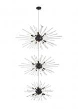 Elegant 2502G46L3BK - Sienna 46 Inch Three Tiers Crystal Starburst Chandelier in Black