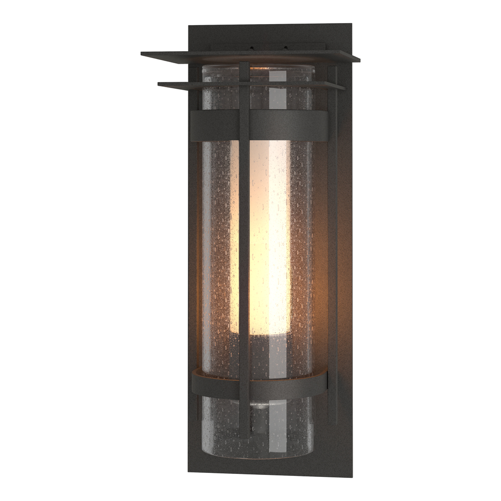 Torch  Seeded Glass with Top Plate Outdoor Sconce