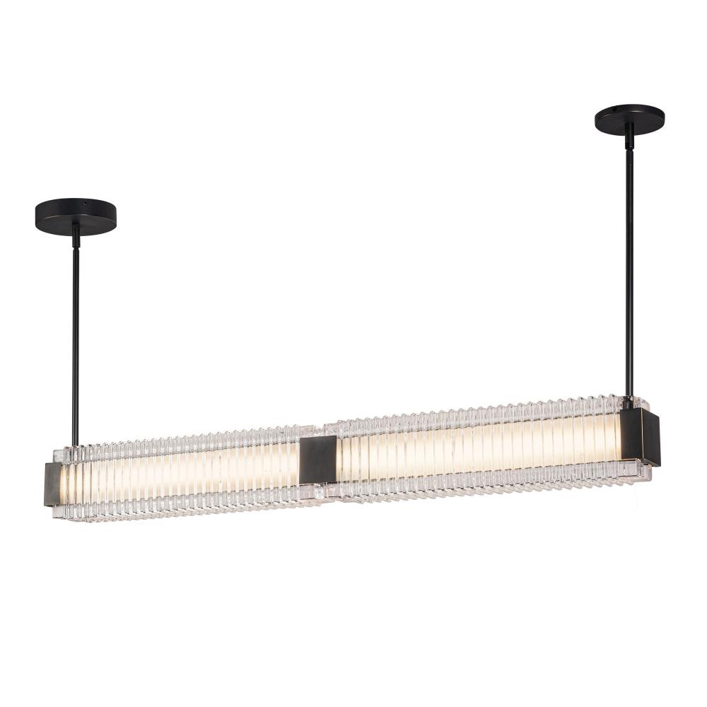 Alai 47-in Urban Bronze/Ribbed Glass LED Linear Pendant