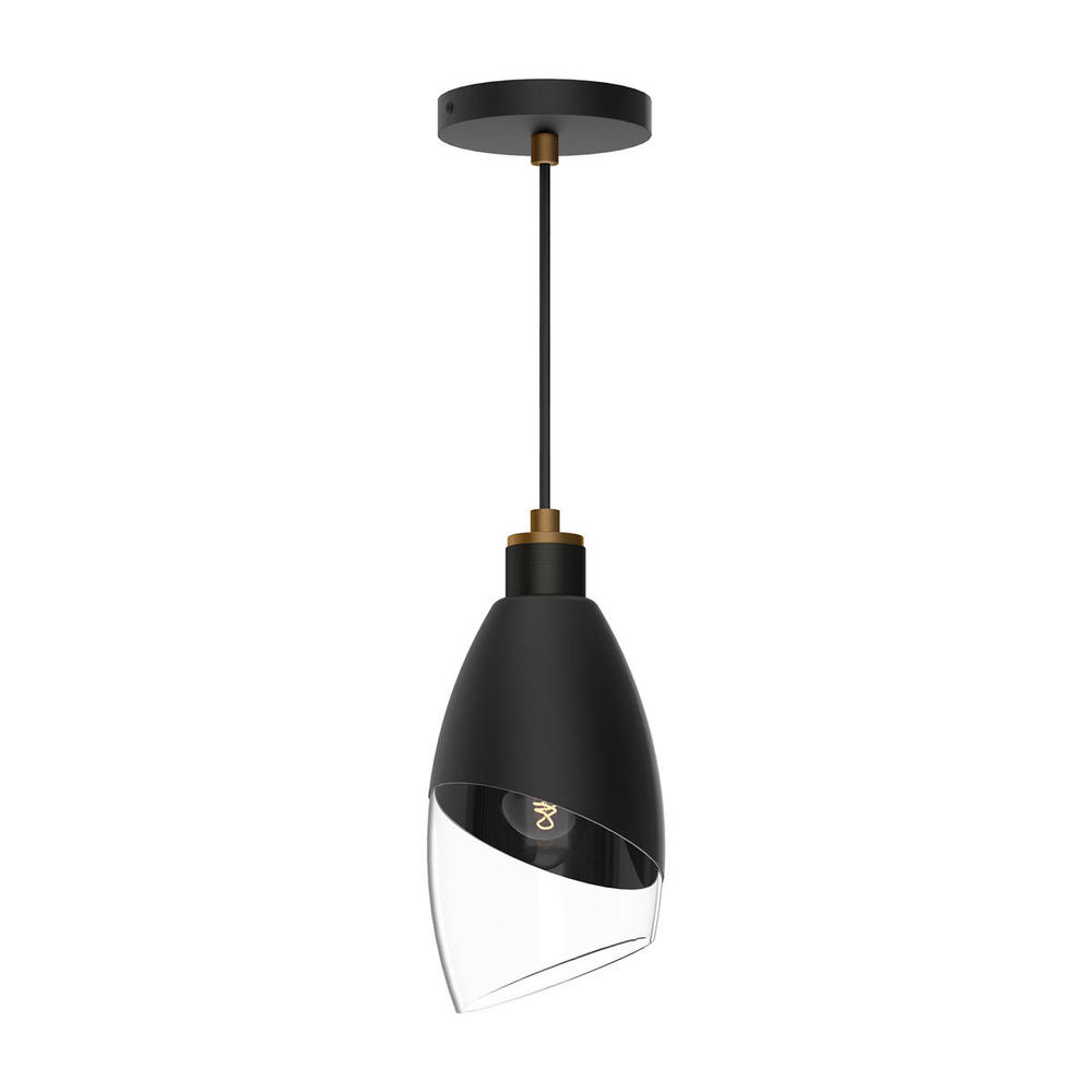 Capri 5-in Clear Glass/Matte Black 1 Light Pendant