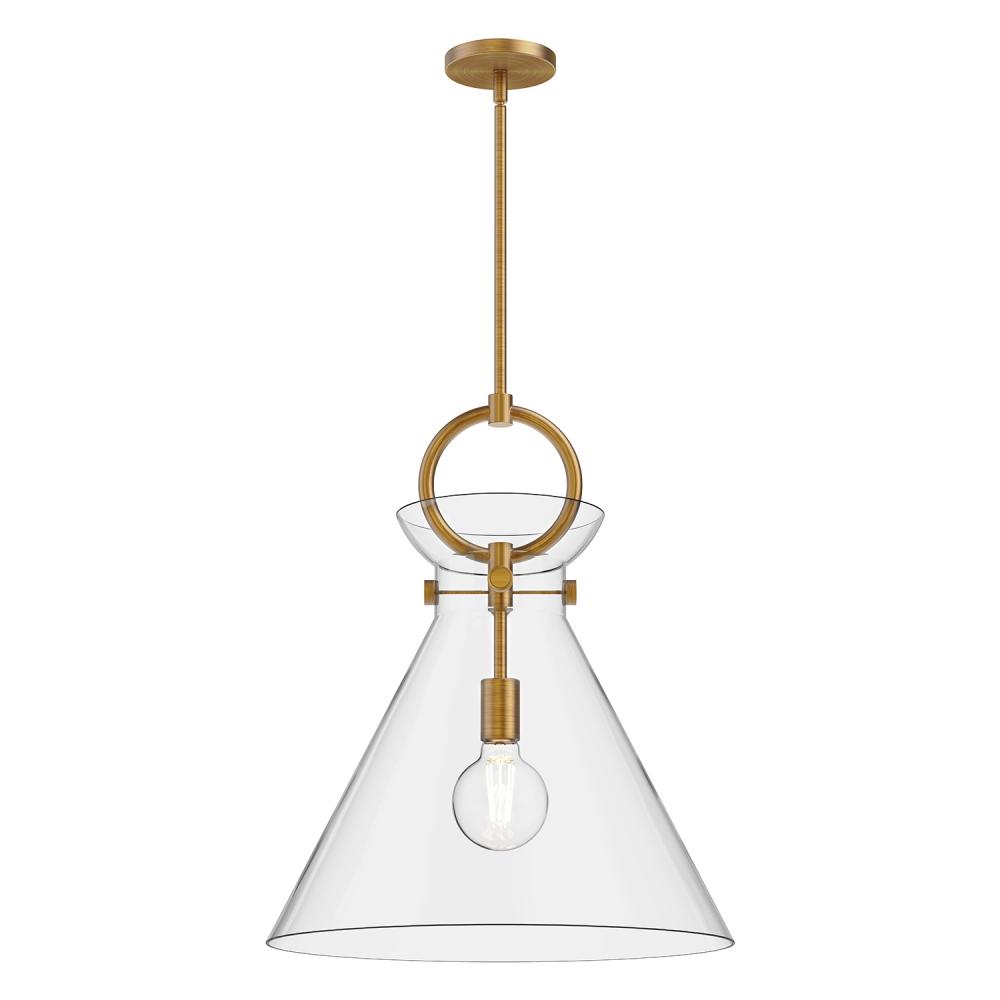 Emerson 18-in Aged Gold/Clear 1 Light Pendant