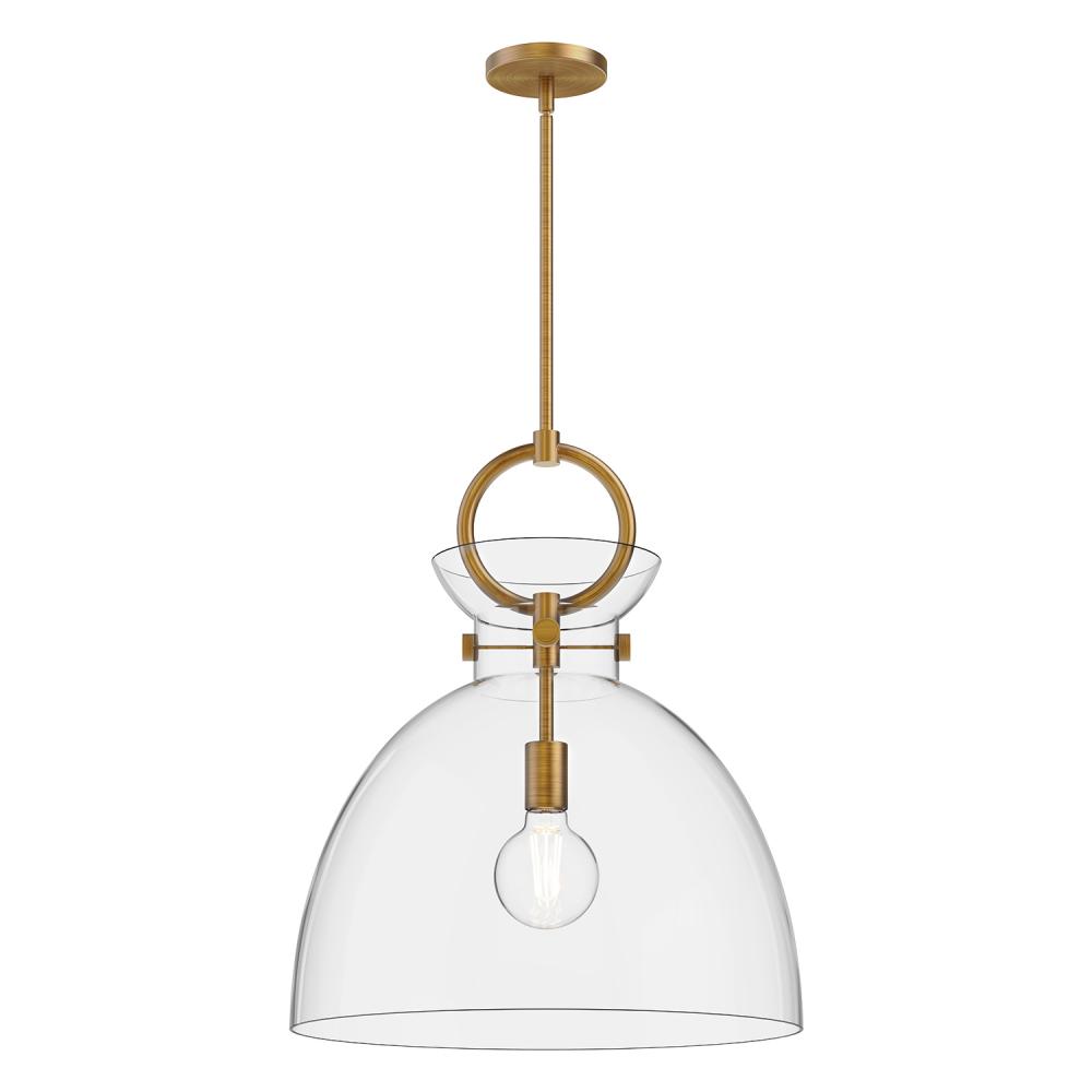 Waldo 18-in Aged Gold/Clear 1 Light Pendant