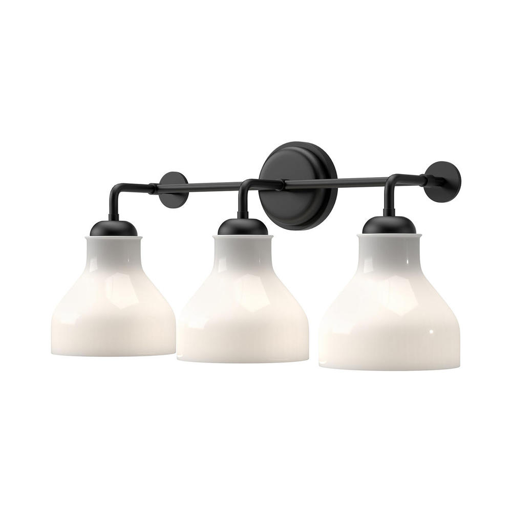 Westlake 22-in Glossy Opal Glass/Matte Black 3 Lights Vanity