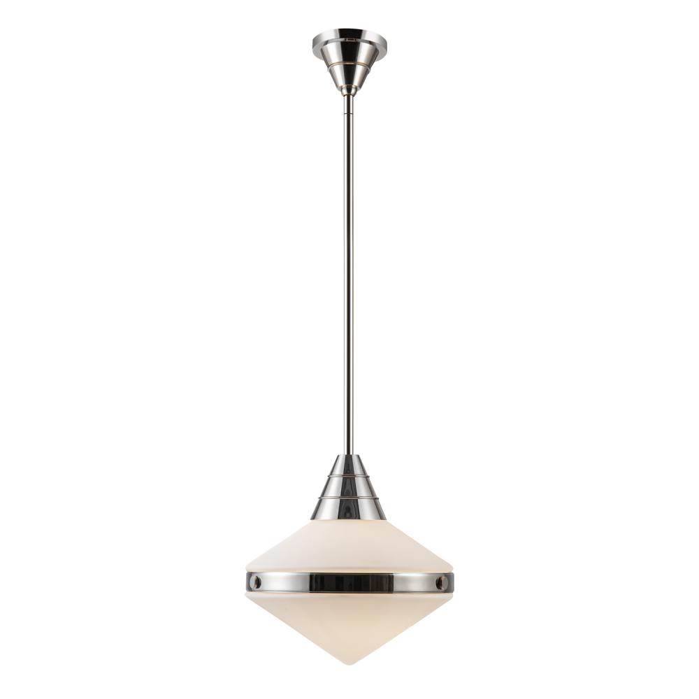 Willard 14-in Polished Nickel/Opal Matte Glass 1 Light Pendant