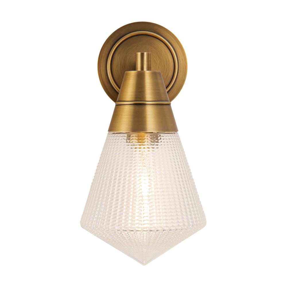 Willard 6-in Vintage Brass/Prismatic Glass 1 Light Wall/Vanity