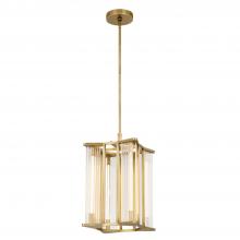 Alora Lighting PD339415VBCR - Sabre 11-in Ribbed Glass/Vintage Brass LED Pendant