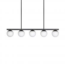 Russell Lighting 488-605/BLK/OP - Eclipse - 5 Light Linear Pendant in Black with Opal Glass