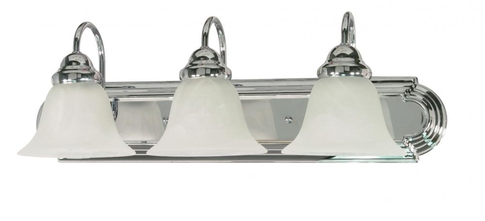 Ballerina - 3 Light 24" Vanity with Alabaster Glass - Polished Chrome Finish