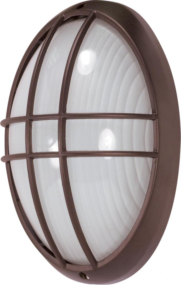 1 Light - 13'' Large Oval Cage Bulkhead - Architectural Bronze Finish