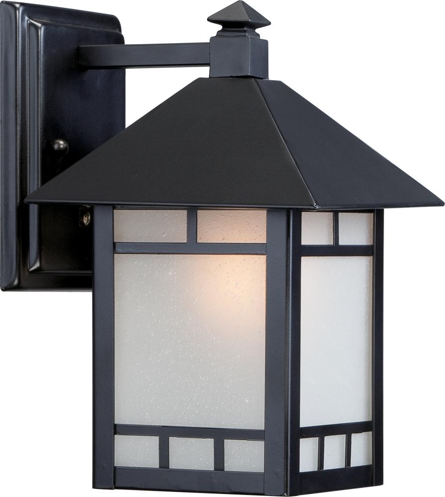 1-Light 7" Wall Mounted Outdoor Fixture in Stone Black Finish and Frosted Seeded Glass