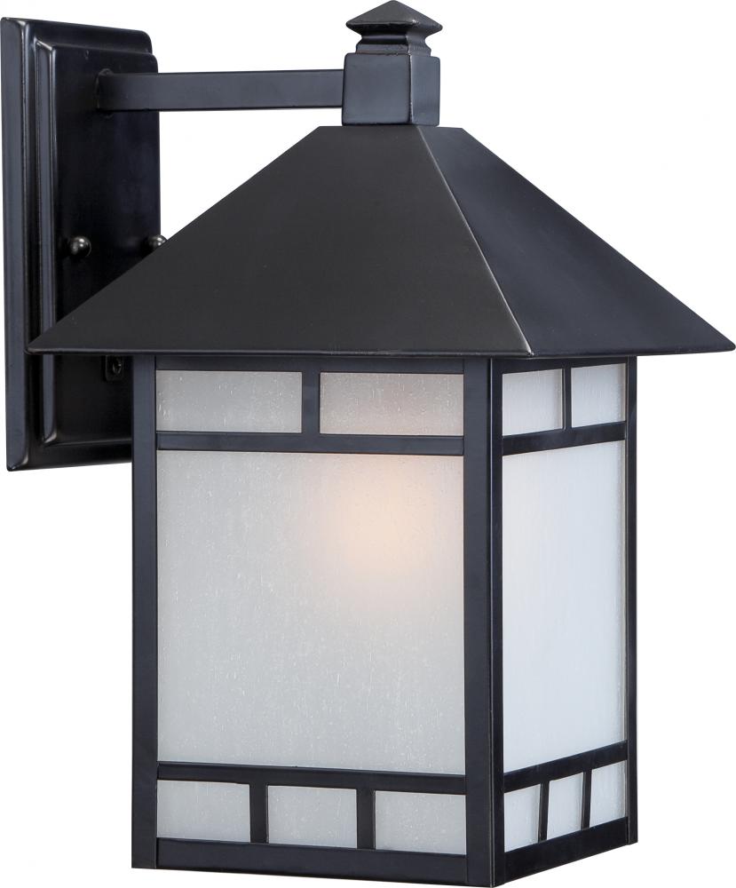 1-Light 9" Wall Mounted Outdoor Fixture in Stone Black Finish and Frosted Seeded Glass