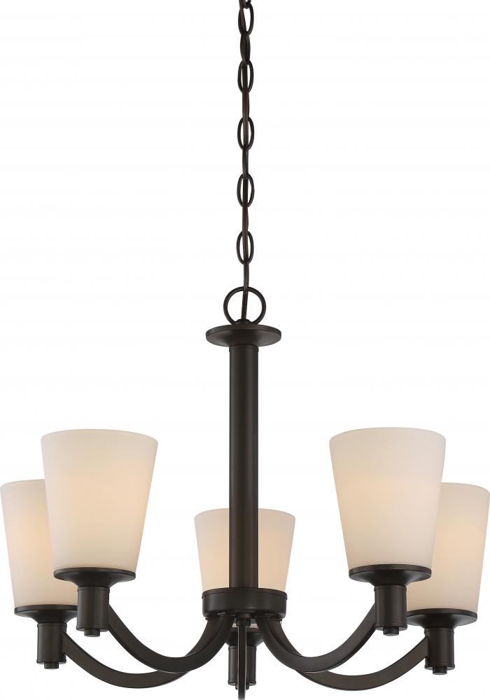 Laguna - 5 Light Hanging with White Glass - Aged Bronze Finish