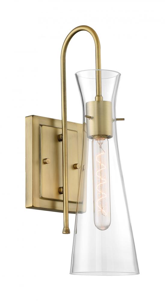 Bahari - 1 Light Sconce with Clear Glass - Vintage Brass Finish