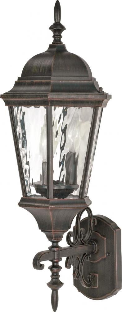 Fordham - 3 Light - 25" - Wall Lantern - Arm Up w/ Clear Water Glass