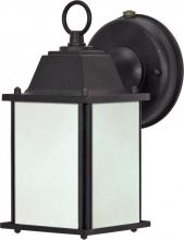 Nuvo 60/2529 - 1-Light Cube Lantern Outdoor Light Fixtures with Photocell in Textured Black Finish with Frosted