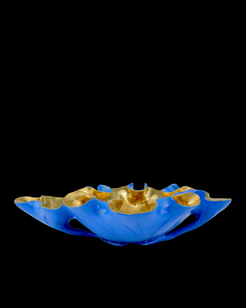 Wrapped Lotus Leaf Blue Bowl